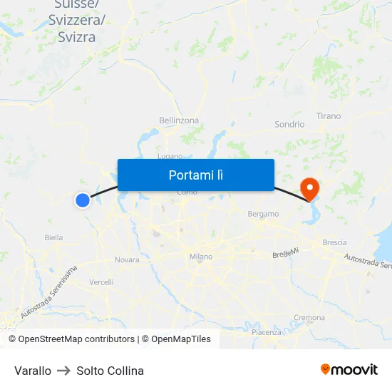 Varallo to Solto Collina map