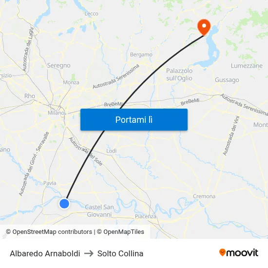 Albaredo Arnaboldi to Solto Collina map