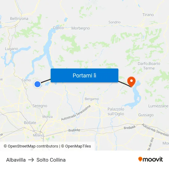Albavilla to Solto Collina map