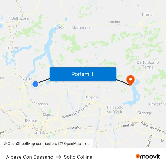 Albese Con Cassano to Solto Collina map