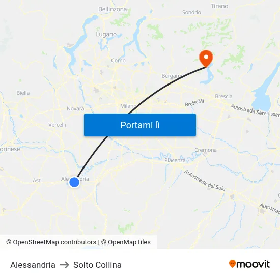 Alessandria to Solto Collina map