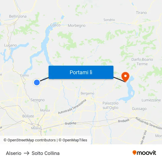 Alserio to Solto Collina map