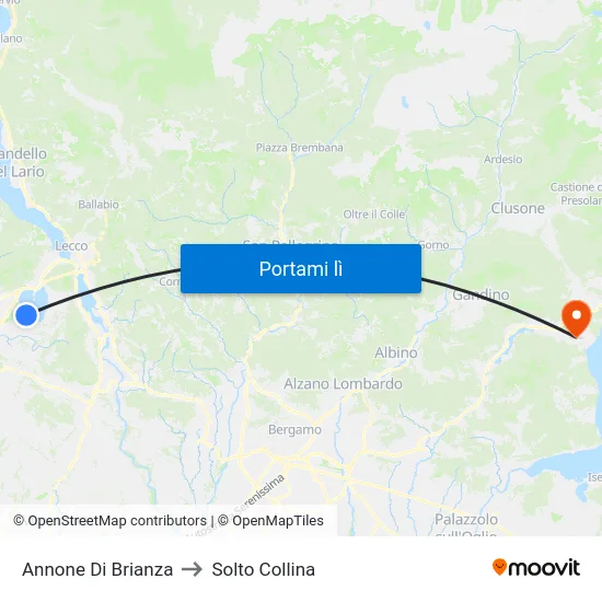 Annone Di Brianza to Solto Collina map