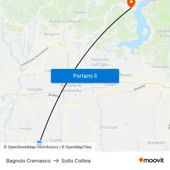 Bagnolo Cremasco to Solto Collina map