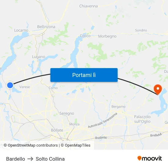 Bardello to Solto Collina map
