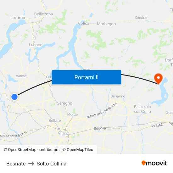 Besnate to Solto Collina map