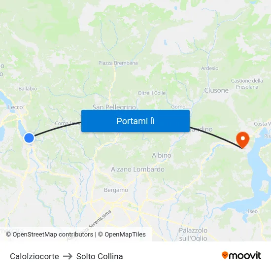 Calolziocorte to Solto Collina map