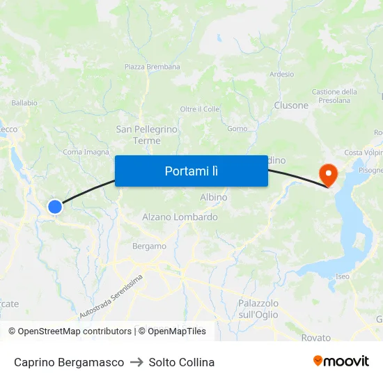 Caprino Bergamasco to Solto Collina map