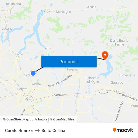 Carate Brianza to Solto Collina map