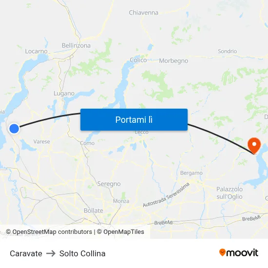 Caravate to Solto Collina map
