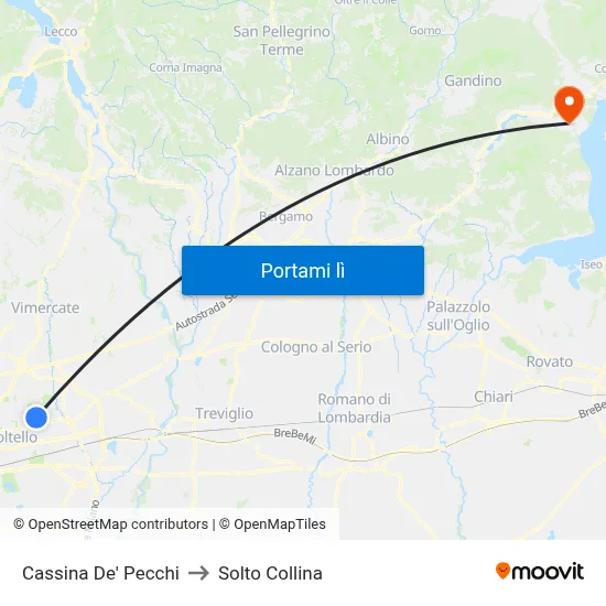 Cassina De' Pecchi to Solto Collina map