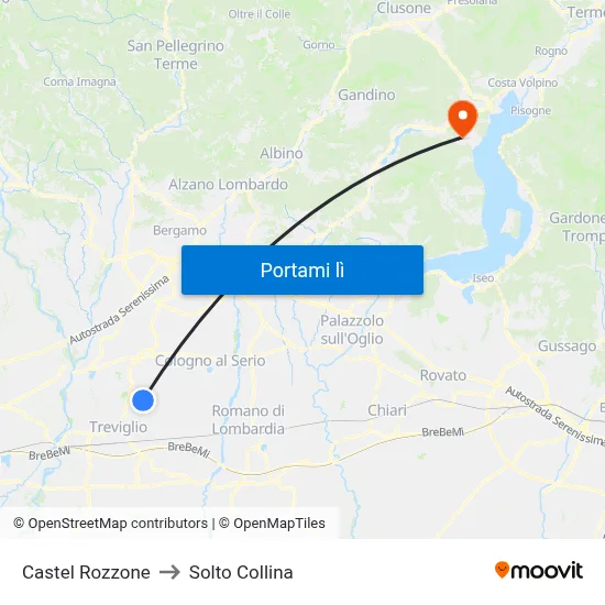 Castel Rozzone to Solto Collina map
