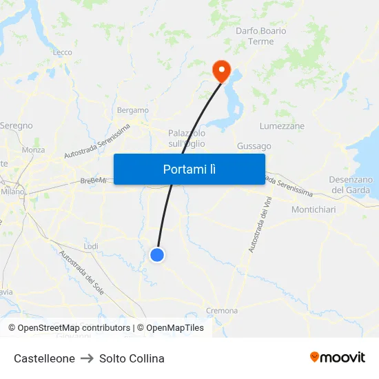 Castelleone to Solto Collina map