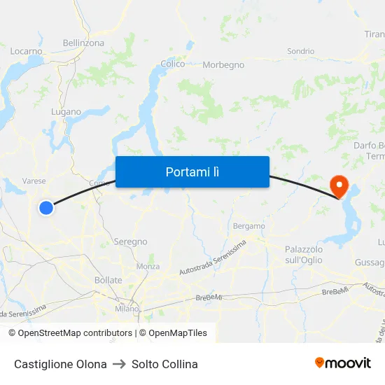 Castiglione Olona to Solto Collina map