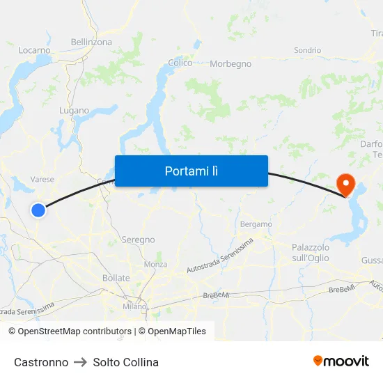 Castronno to Solto Collina map