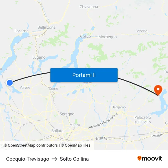Cocquio-Trevisago to Solto Collina map