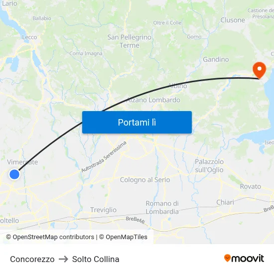 Concorezzo to Solto Collina map
