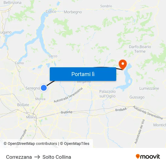 Correzzana to Solto Collina map