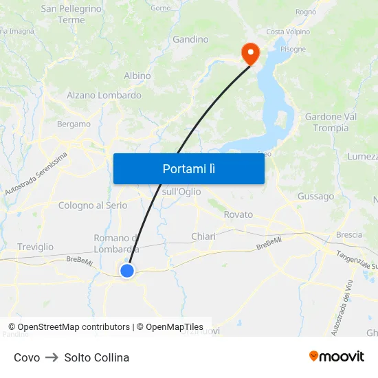 Covo to Solto Collina map