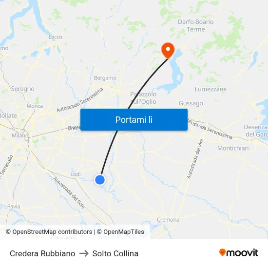 Credera Rubbiano to Solto Collina map