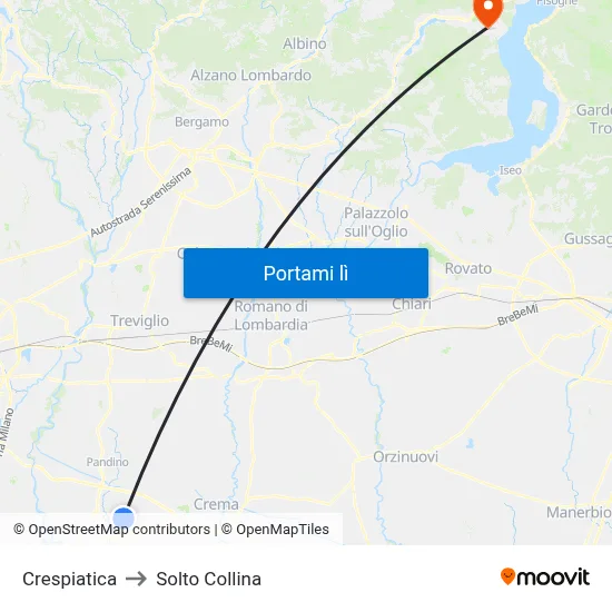 Crespiatica to Solto Collina map