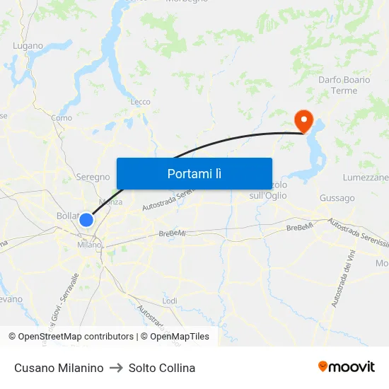 Cusano Milanino to Solto Collina map