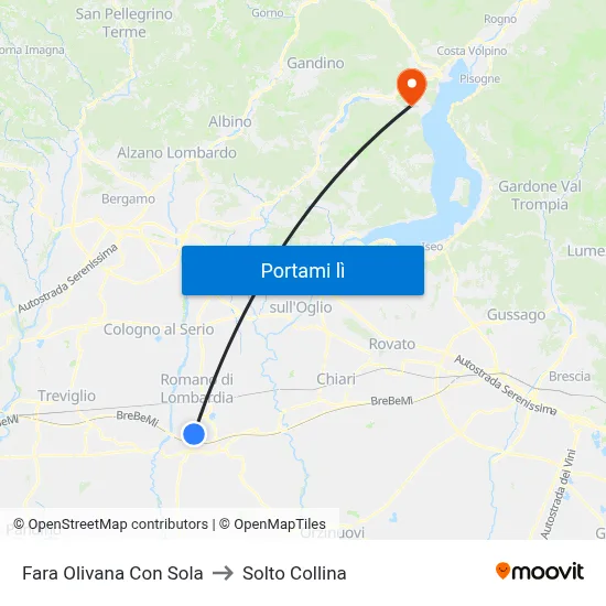 Fara Olivana Con Sola to Solto Collina map