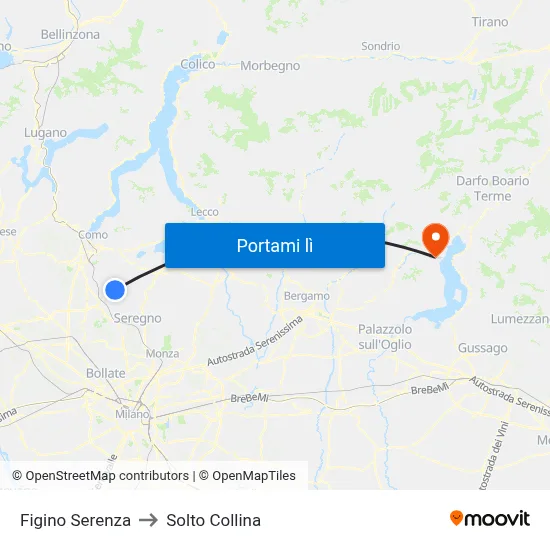 Figino Serenza to Solto Collina map
