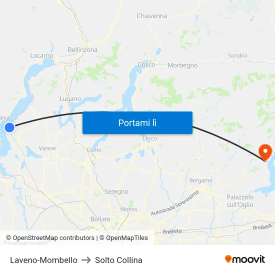 Laveno-Mombello to Solto Collina map