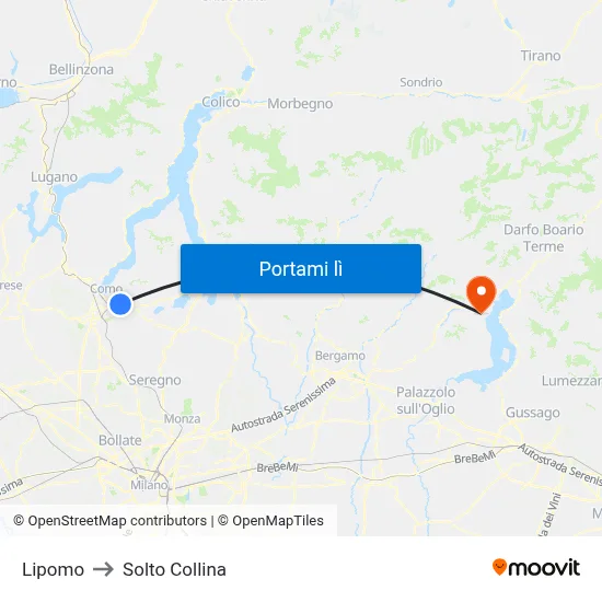 Lipomo to Solto Collina map