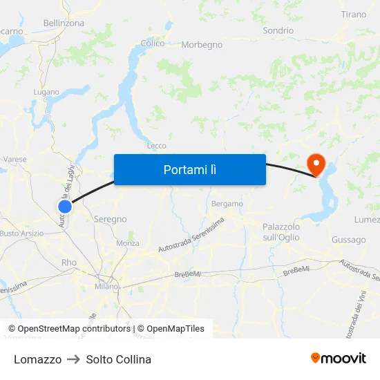 Lomazzo to Solto Collina map