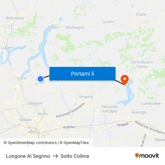 Longone Al Segrino to Solto Collina map