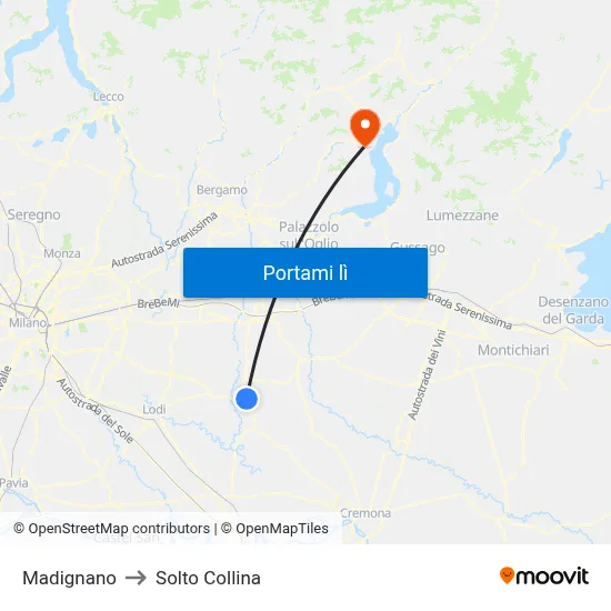 Madignano to Solto Collina map