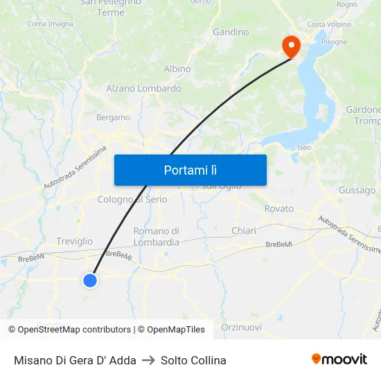 Misano Di Gera D' Adda to Solto Collina map