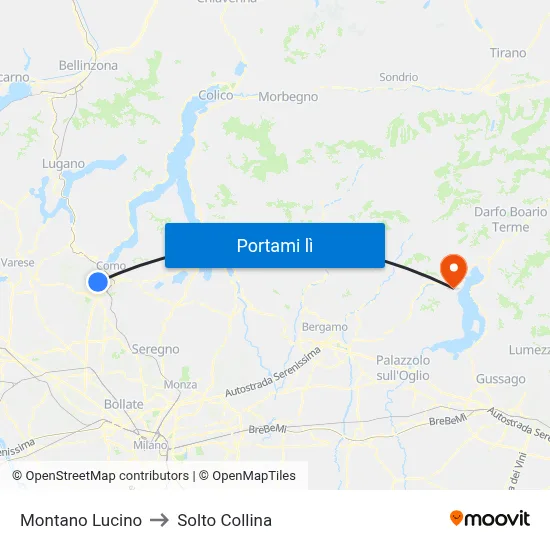Montano Lucino to Solto Collina map