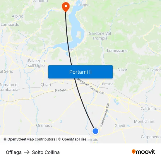 Offlaga to Solto Collina map