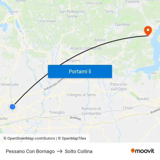 Pessano Con Bornago to Solto Collina map