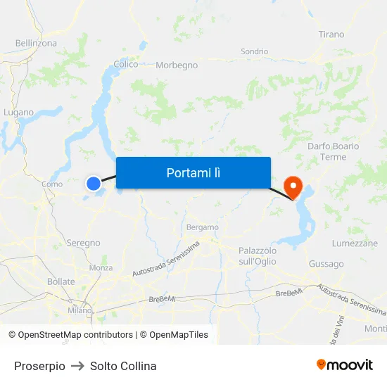 Proserpio to Solto Collina map