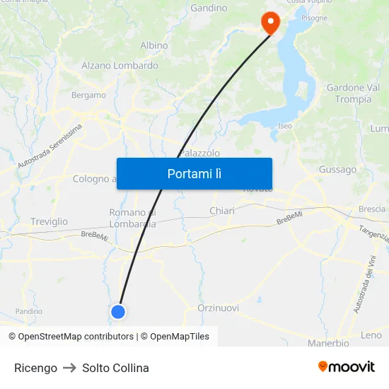 Ricengo to Solto Collina map