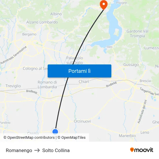 Romanengo to Solto Collina map