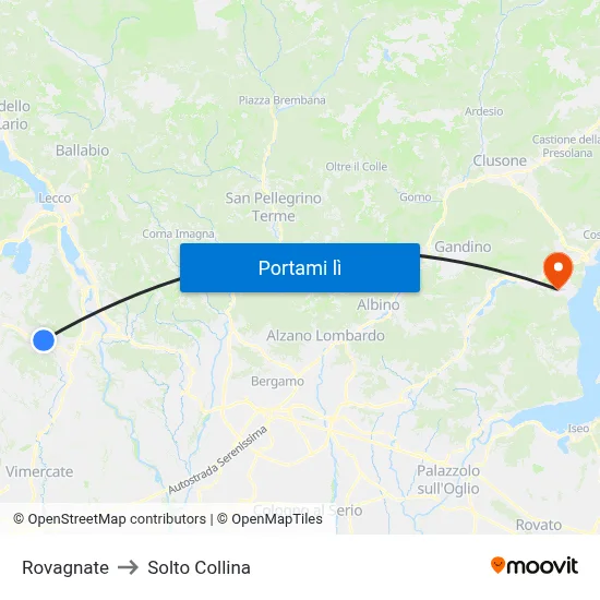 Rovagnate to Solto Collina map