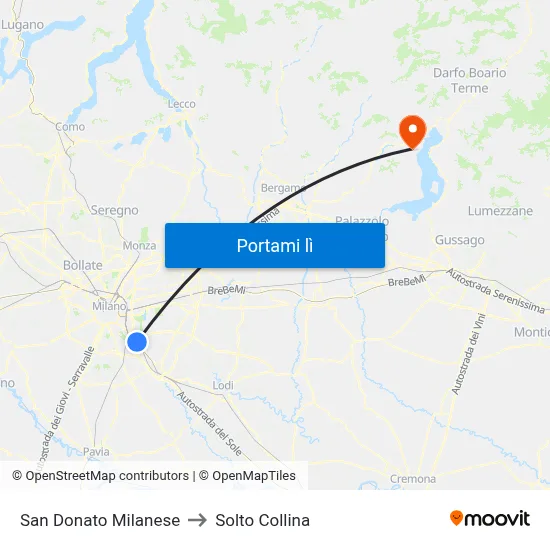 San Donato Milanese to Solto Collina map