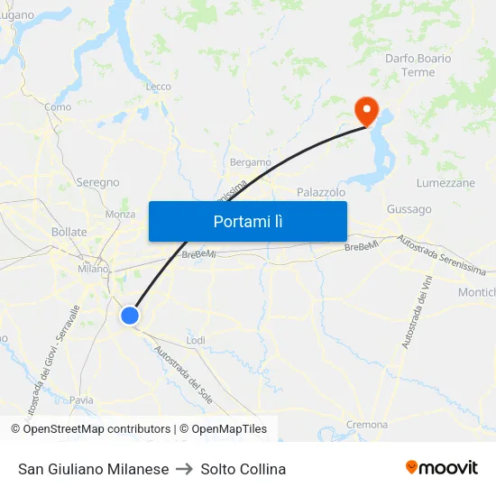San Giuliano Milanese to Solto Collina map