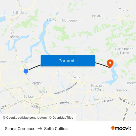 Senna Comasco to Solto Collina map