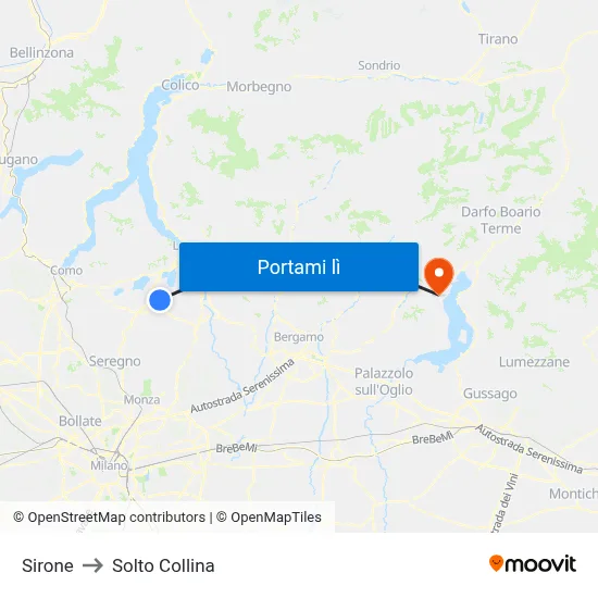 Sirone to Solto Collina map