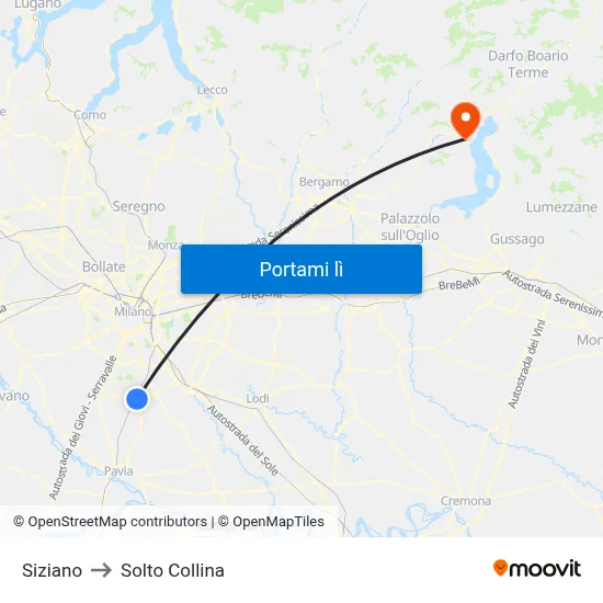 Siziano to Solto Collina map