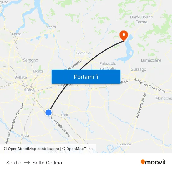 Sordio to Solto Collina map