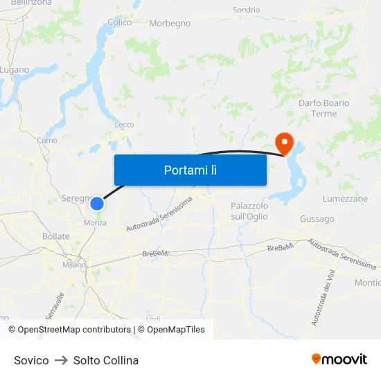 Sovico to Solto Collina map