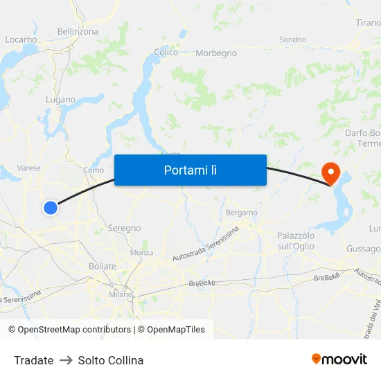 Tradate to Solto Collina map