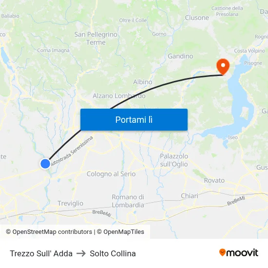 Trezzo Sull' Adda to Solto Collina map